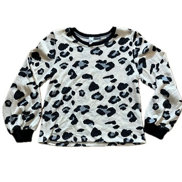 CY Leopard Print Long Sleeve Sweater Black White Medium - Picture 1 of 6
